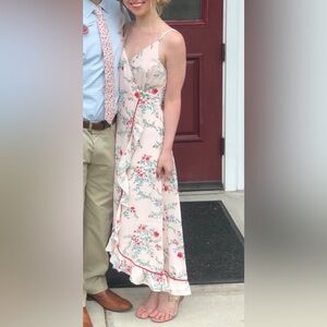 Lulus XS Floral WrapbDress with Button Detail Light Pink